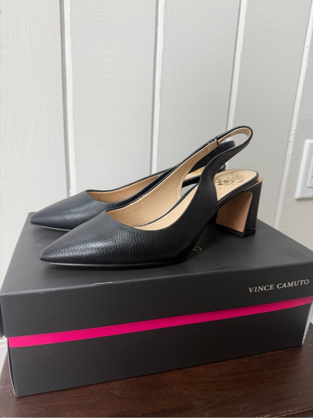 Vince Camuto Black Leather Slingback Heels